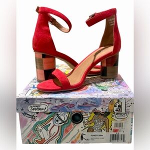 Jeffrey Campbell Red Suede Ankle Strap Heels